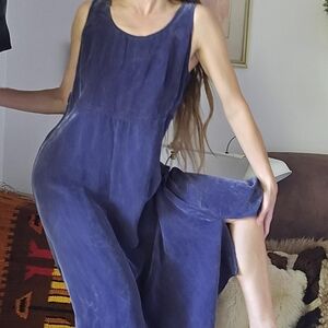 Vintage 90s Navy Sleeveless Minimalist Boho Dress